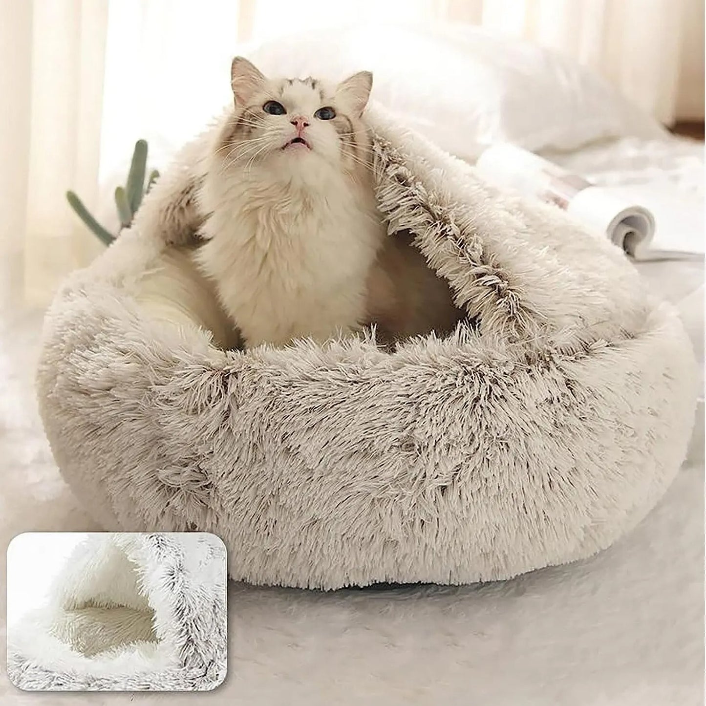 Cosy Plush Cat Bed With Cover